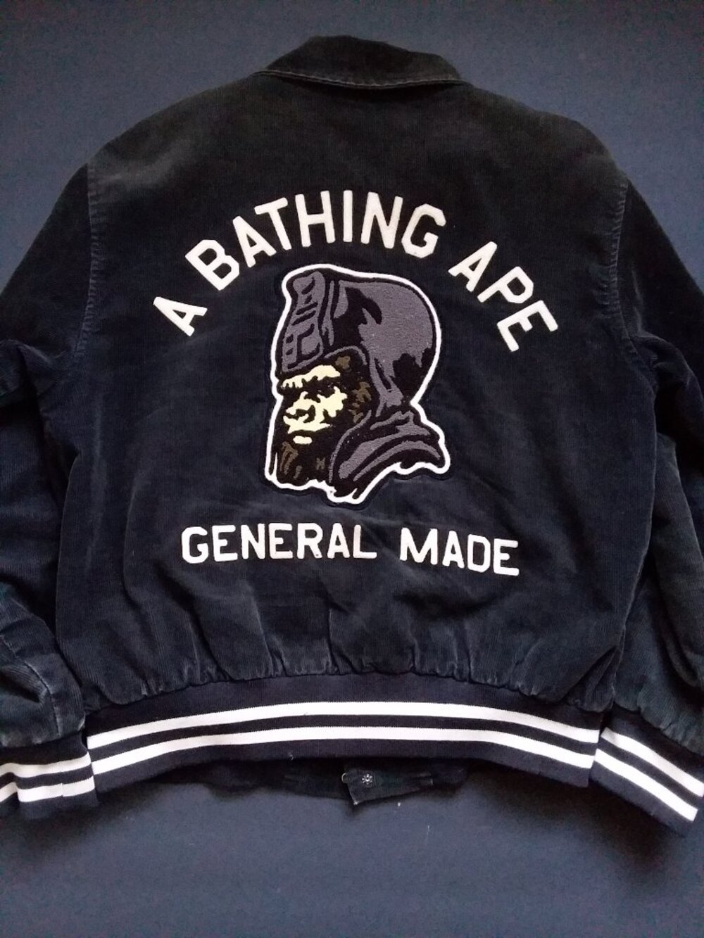 Vintage 90's Bape Football Varsity Corduroy School Jacket by A Bathing Ape Japan